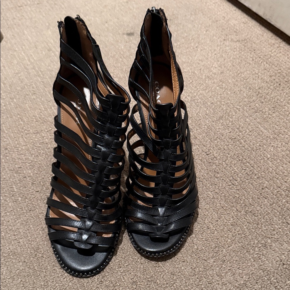 Coach Black Strappy Sandals for Women